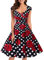 bbonlinedress Women's 50s 60s A Line Rockabilly Dress Cap Sleeve Floral Vintage Swing Party Dress Black White Rose XS