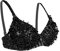 TiaoBug Damen Bügel BH glänzend Pailletten Party Top Bustier mit Glitzer Bra Bauchtanz Kostüm sexy Oberteil Clubwear Gogo Tanz Rave Outfits in 6 Farben Schwarz 38A-38B-38C