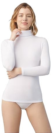 YSABEL MORA Camiseta Térmica para Mujer de Cuello Alto. Ropa Térmica de Chica con Cuello Cisne para Invierno y Frío Extremo. Térmico Interior para Deporte y Nieve. Color Blanco. Talla S