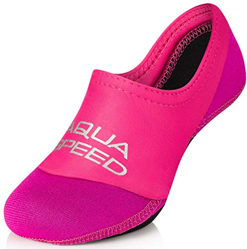 Aqua Speed Kinder Aquasocken | Badesocken Baby Kleinkind | Schwimmsocken für Mädchen | Neoprensocken Anti-Rutsch | Beach Socks Kids Girls | Surfen Socken | Gr. 20-21, Pink - Hell Pink | Neo