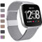 Faliogo Ersatzarmband Kompatibel mit Fitbit Versa Armband/Fitbit Versa 2 Armband, Edelstahl Metall Ersatz Armbänder Kompatibel mit Fitbit Versa 2/Versa/Versa Lite, Groß, Silber
