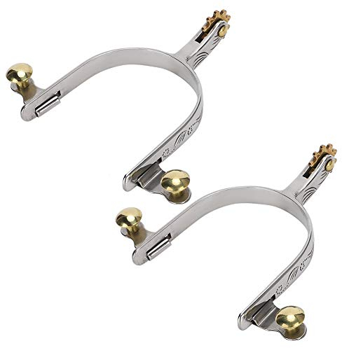 Fdit 2Pcs West Cowboy Style Spur Straps mit Messing Rowel Belt Button für Pferde, Ponys, Esel Rostproof Riding Spurs