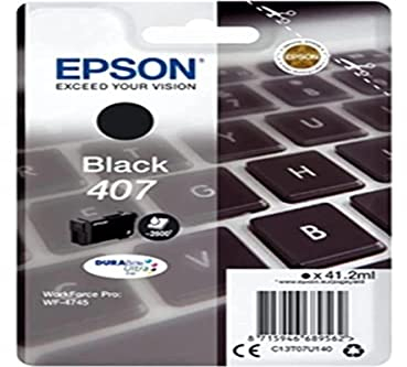 Epson 407 Nero Tastiera Genuina, Cartuccia d'inchiostro DuraBrite Ultra Workforce PRO WF-4745DTWF