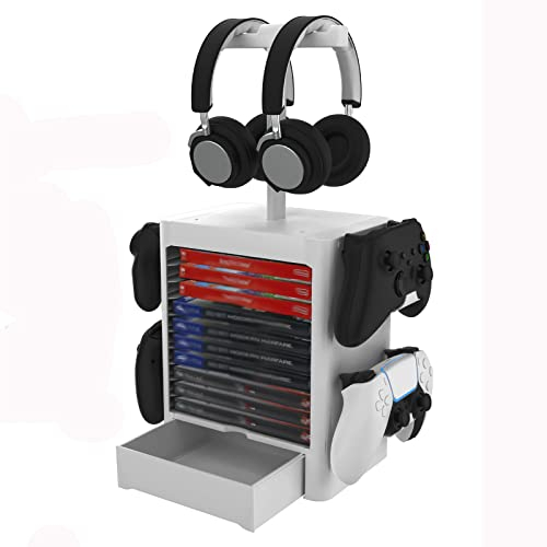 HUAYUWA Tour de Rangement de Jeu pour Sony Playstation 5 Gris Compatible avec PS5/PS4/Xbox One/Nintendo Switch