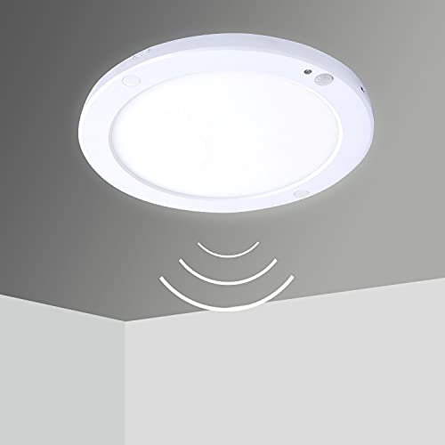 HiBay 18W Deckenlampe mit Bewegungsmelder Flach 18mm LED Lampe mit Bewegungsmelder 3000K Warmweiß 1800lm Rund Deckenleuchte 230V für Flur Treppen Keller Balkon