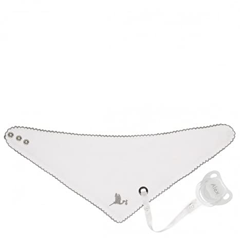 Originelle Geschenke für Neugeborene | Lätzchen mit Bandana und Schnuller personalisiert, grau, 2XS | BebeDeParis