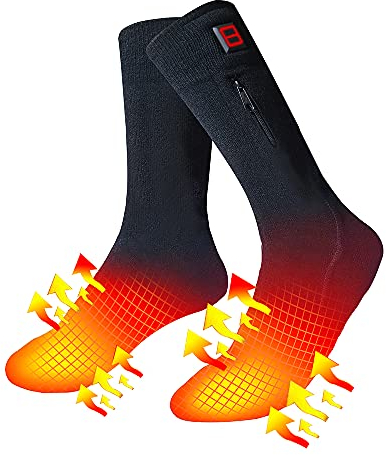 Calzini riscaldati piedi riscaldati, calzini riscaldati lavabili elettrici temperatura regolabile per gli sport all'aria aperta (L)…