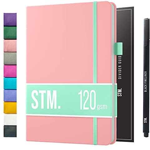 Notizbuch A5 Dotted Bullet Journal Buch und Stift - Gepunktet - Scribbles That Matter Notebook A5 - Auslaufsicheres 120g dickes papier, 215 Seiten, Hardcover Bujo, Hardcover Dot Grid note book
