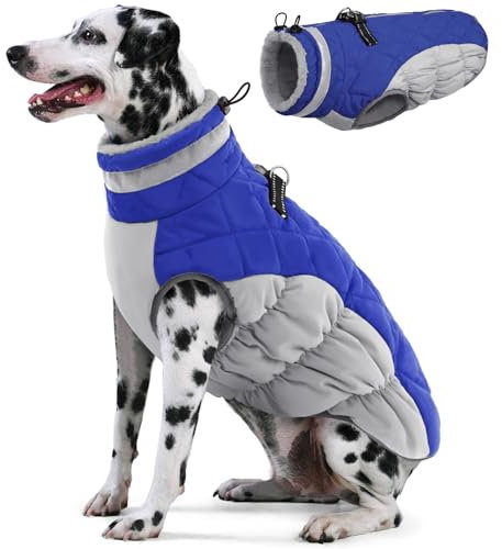 AOFITEE Hundemantel für extra große Hunde, Warme Rollkragen-Hundewinterjacke mit Eingebautem Geschirr, Wasserdichter Hundekissenmantel für Große Hunde, Hundemantel Warmer Schneeanzug