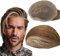 Echthaar Toupet für Männer, NLW Herren Toupet Echthaar Ersatzsystem Europäisches Echthaar Perücke natürliche atmungsaktive Schweizer Spitzenhaarteil Echthaarperücken für Männer 10x8 (blonde)