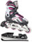 Raven Pulse Inline Skates Inliner für Kinder und Erwachsene OPTIONAL 2in1 mit Schlittschuhen verstellbar (Black/Pink mit Kufen, 40-43 (25,5-28cm))