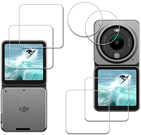 iDaPro Displayschutz schutzfolie für DJI Action 2 Dual-Screen Combo Objektiv + display [2+2+2 Stück] Tempered schutzglas Glass Screen Protector für DJI Action 2 Dual-Screen