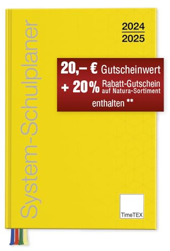 TimeTEX System-Schulplaner A6-Plus Gelb - Schuljahr 2025-2026 - Lehrerkalender - Timetex 10770