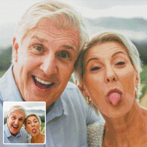 Diamond Painting Personnalisé Photo,5D DIY Diamant Peinture Kits Plein Perceuse Pour Adultes,Personnalisez Vos Propres Photos Art Artisanat Idées de Décoration Murale Cadeaux (Diamant Rond, 30x30cm)