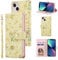 UEEBAI Wallet Case for iPhone 13 6.1 inch, PU Leather Phone Case Kickstand RFID Blocking Flip Case with Card Slots Wrist Strap Relief Engraved Pattern Magnetic Closure Folio Case - Yellow Daisy