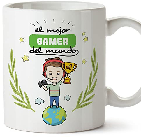 MUGFFINS Tazas para GAMER hombre - En Español - Mejor del mundo - 11 oz / 330 ml - Regalo original y divertido