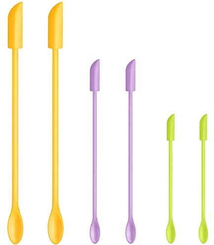 Pequeñas espátulas de silicona – Espátula de belleza reutilizable – Mini utensilios de cocina antiadherentes de goma para cosméticos, café, juego de utensilios de cocina para el hogar – Paquete de 6