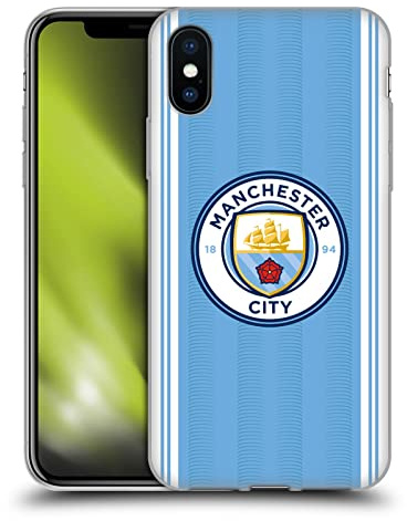 Head Case Designs Offizielle Manchester City Man City FC Zuhause 2023/24 Ausweis-Set Gel Handyhülle Hülle [Militärischer Schutzgrad] Kompatibel mit Apple iPhone X/iPhone XS