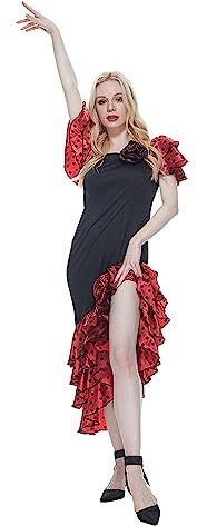EraSpooky Flamenco Kleid für Erwachsene Frauen, Partykostüm