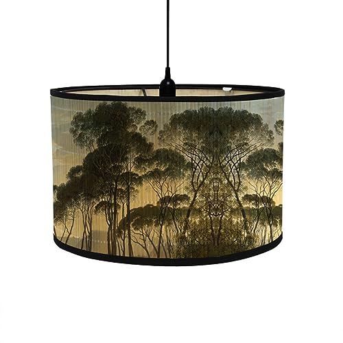 FANSU Abat-Jour en Tissu Classique Tambour Abat-jour, Plante Oiseau Remplacement Abat, Jour Fait à la Main, pour Lampe de Table Suspension Lampe de Chevet Lampadaire (Style chinois,30x30x20cm)
