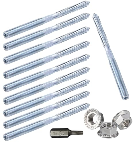 Vis à Double Filetage M6*80mm Vis à Cheville à Double Extrémité Vis Goujon 10pcs Vis à Filetage Avec Écrou à Bride pour le Raccordement de Meubles en Bois et l'installation Électrique (M6*80)