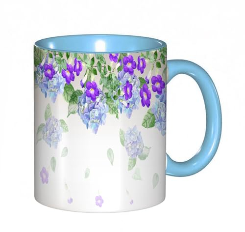 Tazza da Caffè in Porcellana,Tazze da Cappuccino Mug in Ceramica,Tazza in Ceramica 330ml,Illustrazione vettoriale del fiore di colore viola Thun,Mug Grande Capacità,Regali per Colleghi e Persone Care