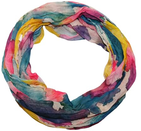 beybey® Batik Damen Seide Loop Schal in unheimlich schönen Farben herrlich fein - exclusiver Seidenschal (bunt rosee)