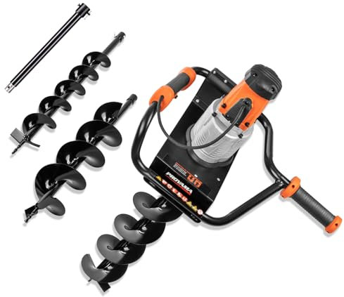 PROYAMA Electric Post Hole Digger, 1700W Corded Earth Auger with 4 6 8 Drill Bit, 12 Extension Rod, Reverse Control, 5-Year Warranty Gear Box, Ideal for Post Hole Digging, Drilling, Tree Planting