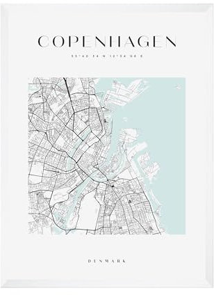 GP TONER Bilder Kopenhagen Poster Geometrische Stil Wanddekoration Moderne Wandkunst Poster Design 30x40 cm weißer Rahmen