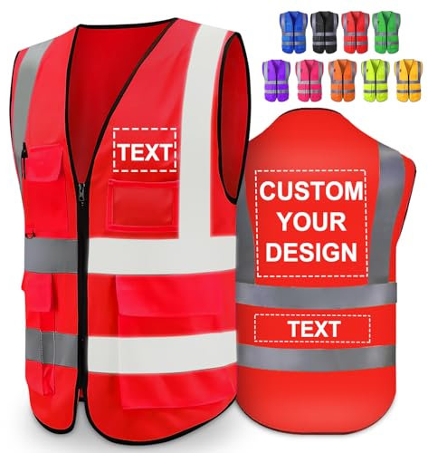 Greaxid Personalisierbar Sicherheitsweste für Herren Damen Hohe Sichtbarkei Reflektierende Schützende Arbeitskleidung für Bau Outdoor, S ~ 5XL