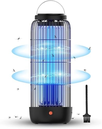 EUQQZU Lampada Antizanzare Elettrica, 13W 1500V UV Zanzariera Elettrica con Spazzola di Pulizia, IPX4 Lampada Trappola per Zanzare 50m² Repellente Che Riduce Efficacemente Gli Insetti Volanti