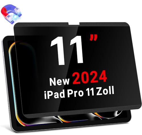 ZOEGAA Magnetisch Sichtschutzfolie iPad Pro 11 Zoll 2024 2-Wege, Kompatibel mit iPad Pro 11 2024, Abnehmbare Blickschutzfolie iPad Pro 11 Magnetisch&Anti Blaulicht Sichtschutz iPad Pro 11 Magnetisch