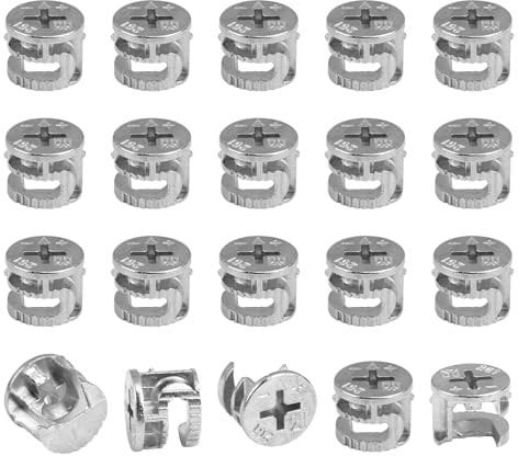 20 Piezas Conectores de Muebles Accesorios de Bloqueo de Leva, Herrajes de Levas Niquelada, Conectores Excéntricos de 15x12mm para Armarios, Cajones y Paneles