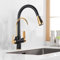 ZYCDP Grifo 3 Vias Osmosis Extraible, Grifo Osmosis Fregadero Giratorio a 360°, Griferia Cocina Laton, Negro+dorado