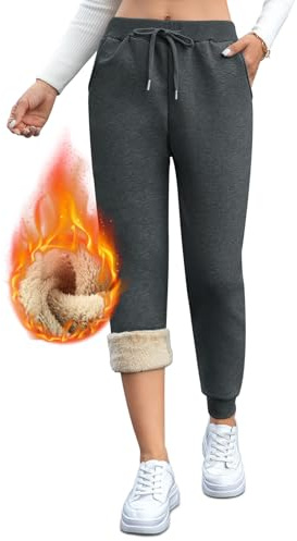 Thermo Jogginghose Damen Warm Gefüttert Fleecehose Winterhose mit Taschen | Warme Damen Freizeithose mit weichem Fleecefutter, elastischem Bund und Kordelzug für Alltag, Sport und kalte Wintertage