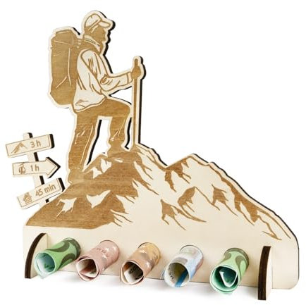 BOFUNX Geldgeschenk Wandern Geschenkidee aus Holz Wandern Geschenke für Männer Originelles Geldgeschenk für Geburtstag Familie Freund Kollege
