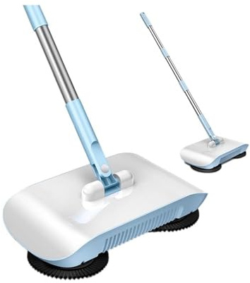 2 in 1 Carpet Sweeper Cleaner, Vacuum Broom Powerful Manual Vacuum Cleaner Hand Push Sweeper Mop Cleaning Machine with Cloth (with One Cloth)