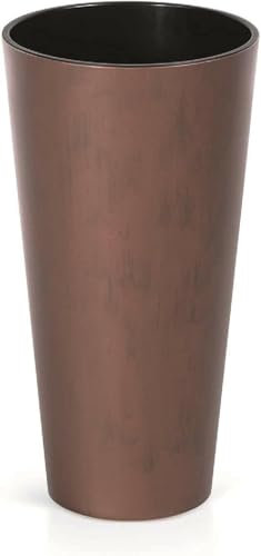 Planters Pride Cyclone 57cm Tall Plastic Flower Pot, Copper Effect | 15/27L Weather-Resistant Large Indoor/Outdoor Planter with Insert & Drainage | Round Houseplant & Patio Pot for Flowers/Small Trees