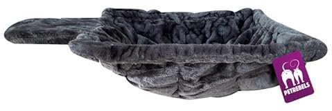 Petrebels Liegemulde für Kratzbaum Viereckig Waschbar, 45 x 45 cm, für Ø 12 cm bis Ø 20 cm Stämme, mit Reißverschluss, Farbe Schwarz