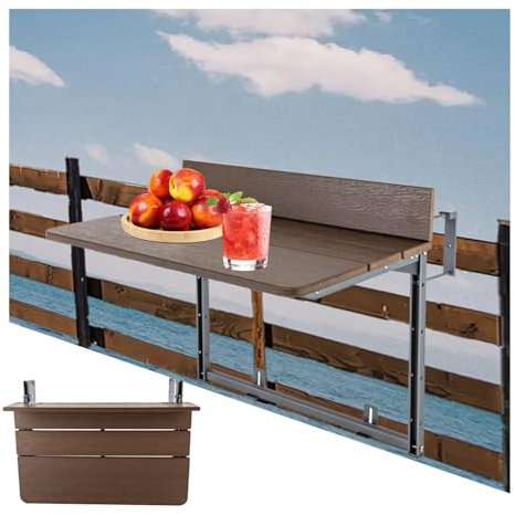 ZHENGQIAN Klappbarer Hängetisch for den Balkon, Klappbarer Esstisch, Französischer Balkon Klappbarer Wandtisch, Höhenverstellbarer Hängetisch, 40 kg Tragfähigkeit, tragbar(W37xL120CM/W14.6xL47.2IN)