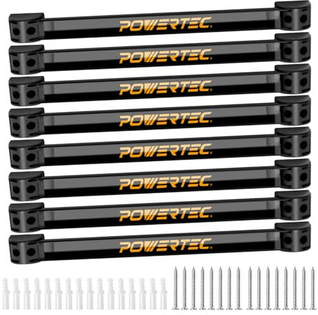 POWERTEC 12 Inch Magnetic Tool Holder Strip (8-Pack), Heavy Duty Metal Magnet Bar Organizer for Garage, Workshop and Kitchen, Wall Mount Storage Rack with Screws