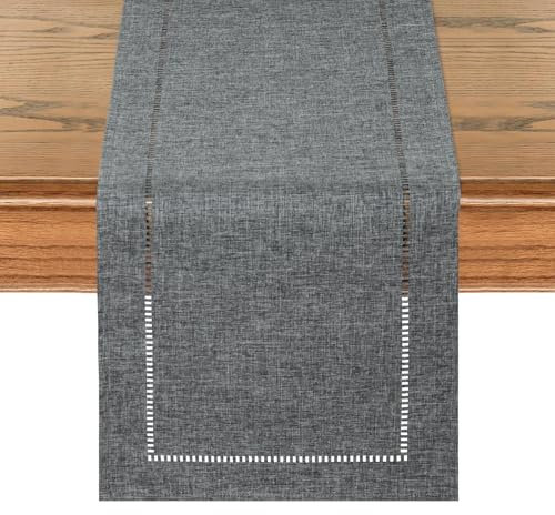 LOMOHOO Tischläufer 180cm lang Tischläufer Modern, Tiefes Grau Tischläufer Leinen Frühlingsdeko Tischläufer Esstisch Hochzeit Tischläufer für Esszimmer Party Urlaub Dekoration
