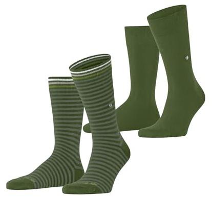 Burlington Herren Socken Everyday Stripe Mixed Multipack M So Baumwolle gemustert 2 Paar, Grün Fir Green 7656, 40-46