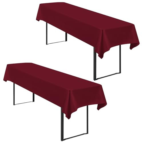 2 Stück Tischdecke Bierzeltgarnitur 100 x 250cm Biertisch Tischdecke wasserdichte Polyester Tischdecke Burgund Biertischdecke für 50 und 70cm Biertische, Rechteckige Tischdecken für Hochzeitsfeiern