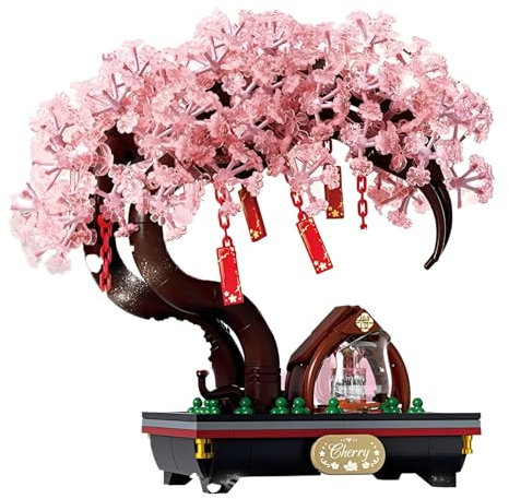 Cherry Blossom Wishing Tree Building Set, 706PCS Creative Fortune Sakura Building Bricks Kit, Luck Botanical Collection Flower Model Toys, Ideas Gifts for Women Kids Adults