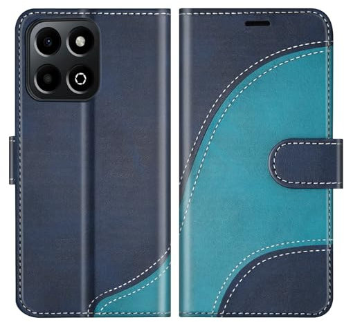 BoxTii Cover per Honor 200 Smart, Custodia in PU Pelle Portafoglio, Magnetica Flip Cover a Libro con Slot per Schede per Honor 200 Smart, Blu