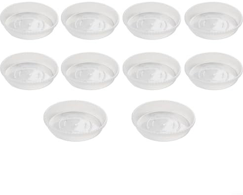 Sottovaso rotondo in plastica trasparente, 10 pezzi, per giardino, uso interno ed esterno (13 cm)