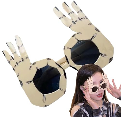 Lustige Sonnenbrille für Erwachsene – Lustige Augenbrille | Neuheit Coole OK Finger Geste Brille für Fotografie Requisiten Rollenspiel Geburtstag Kurze Videoerstellung Interaktive Spiele