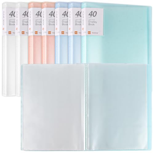 CYEER 8 Stück Sichtbuch A4 mit je 40 Klarsichthüllen – Präsentationsmappe Set in 4 Pastellfarben – Dokumentenmappe für Schule, Büro & Studium – Portfolio Mappe & Notenmappe A4 Klarsichtbuch