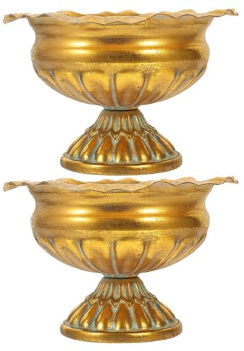 Toyvian Roman Flower Pot 2-Pack Vintage Metal Urn Planter Elegant Indoor Vase for Wedding Centerpiece Home Party Decoration